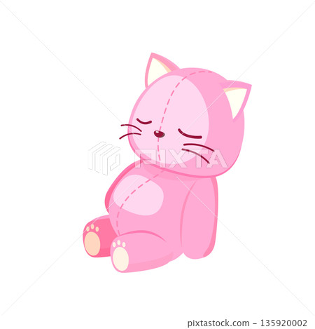 可愛毛絨貓的向量插圖 135920002