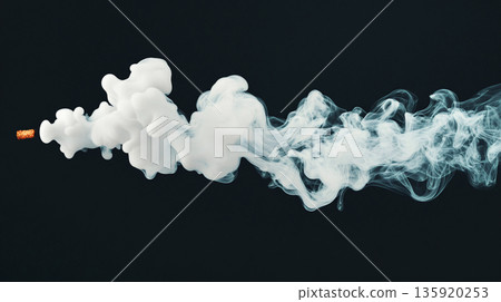 Graphic smoke on dark background. White graphic smoke. AI Generated. 135920253