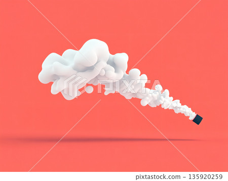 Swirling movement of smoke on red background. Abstract smoke background. AI Generated. 135920259