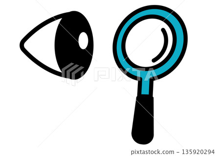 Visualization image illustration: Side view and magnifying glass 135920294