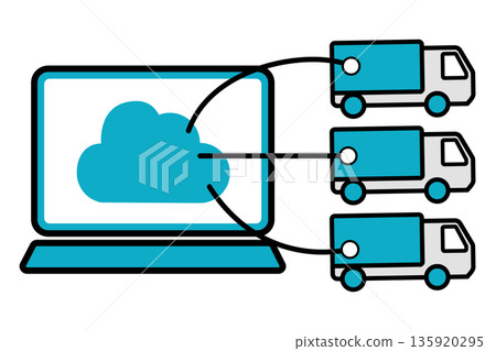 Cloud-based vehicle dispatch and route management illustration 135920295