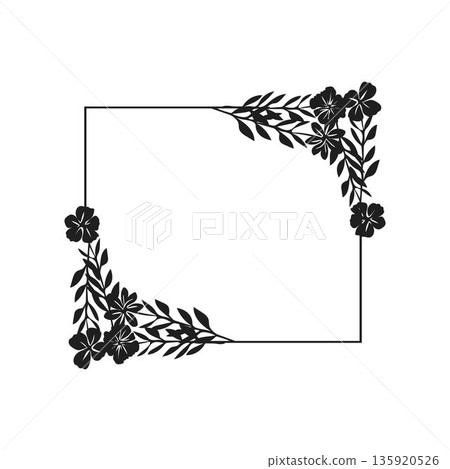 floral frame Minimalist wedding invitation card template design 135920526