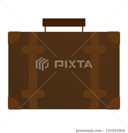 Travel trunk bag icon Retro suitcase illustration 135920904