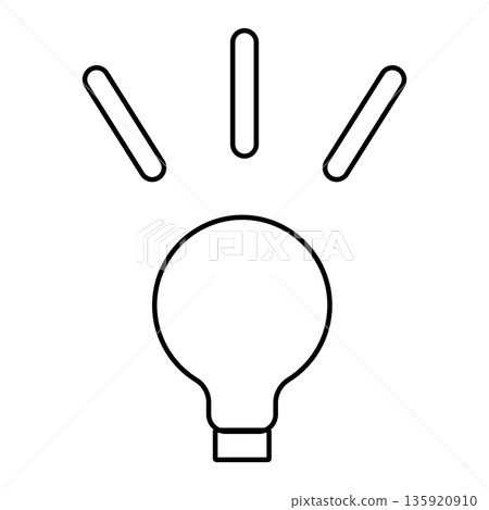 Line drawing light bulb icon: A minimalist symbol of an idea 135920910