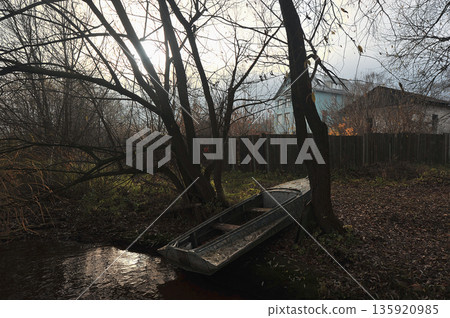 boat on the bank of the Volga river boat on the bank of the Volga river 135920985