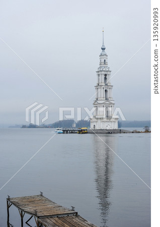 The bell tower of St. Nicholas Cathedral in Kalyazin The bell tower of St. Nicholas Cathedral in Kalyazin 135920993