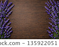 Wood grain table and lavender decoration background 135922051