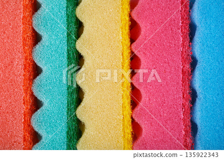 Colorful cleaning sponges abstract texture background Colorful cleaning sponges abstract texture background 135922343