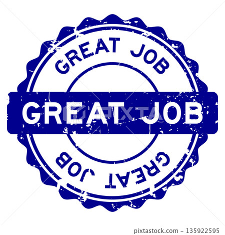 Grunge blue great job word round rubber seal stamp on white background Grunge blue great job word round rubber seal stamp on white background 135922595