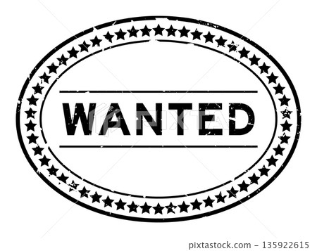 Grunge black wanted word oval rubber seal stamp on white background Grunge black wanted word oval rubber seal stamp on white background 135922615