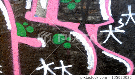 Colorful background of graffiti painting artwork with bright aerosol outlines on wall. Old school street art piece made with aerosol spray paint cans. Contemporary youth culture backdrop Colorful background of graffiti painting artwork with bright aerosol outlines on wall. Old school street art piece made with aerosol spray paint cans. Contemporary youth culture backdrop 135923023