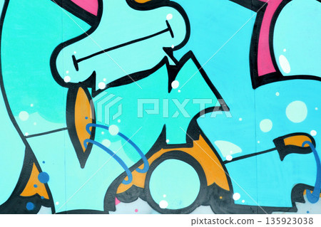 Colorful background of graffiti painting artwork with bright aerosol outlines on wall. Old school street art piece made with aerosol spray paint cans. Contemporary youth culture backdrop Colorful background of graffiti painting artwork with bright aerosol outlines on wall. Old school street art piece made with aerosol spray paint cans. Contemporary youth culture backdrop 135923038