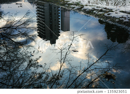 下雪的早晨風景 下雪的早晨風景 135923051