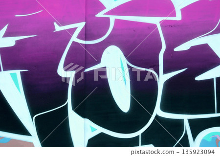Colorful background of graffiti painting artwork with bright aerosol outlines on wall. Old school street art piece made with aerosol spray paint cans. Contemporary youth culture backdrop Colorful background of graffiti painting artwork with bright aerosol outlines on wall. Old school street art piece made with aerosol spray paint cans. Contemporary youth culture backdrop 135923094