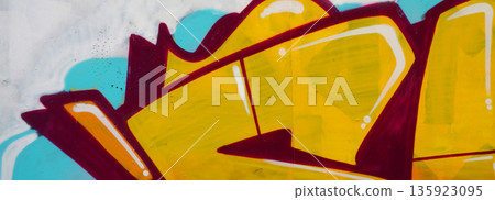 Colorful background of graffiti painting artwork with bright aerosol outlines on wall. Old school street art piece made with aerosol spray paint cans. Contemporary youth culture backdrop Colorful background of graffiti painting artwork with bright aerosol outlines on wall. Old school street art piece made with aerosol spray paint cans. Contemporary youth culture backdrop 135923095