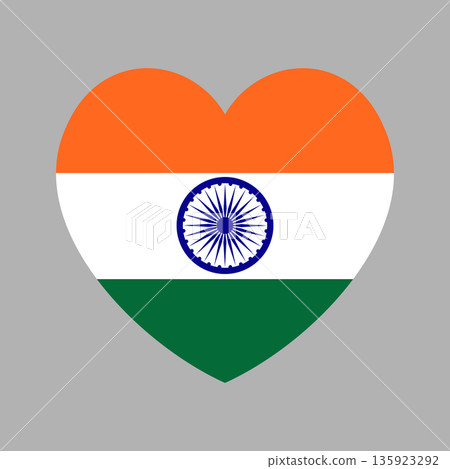 India flag. National flag of India heart shaped sign, symbol. Flag of India badge in heart shape. India flag. National flag of India heart shaped sign, symbol. Flag of India badge in heart shape. 135923292