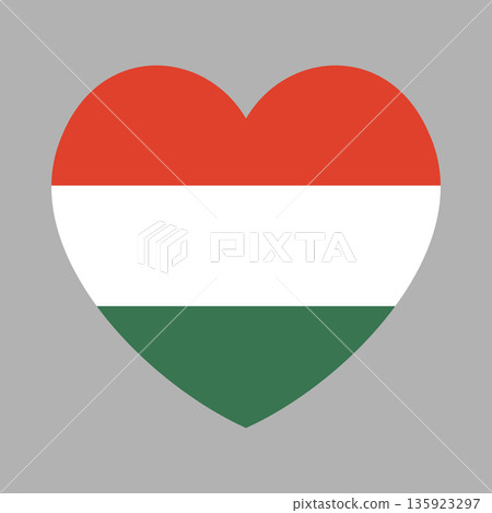 Hungary flag icon in heart shape. Hungarian heart shaped flag. Badge, button flag of Hungary. Hungary flag icon in heart shape. Hungarian heart shaped flag. Badge, button flag of Hungary. 135923297