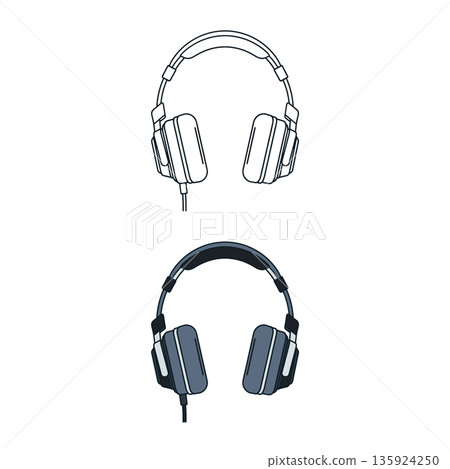 Headphone icon flat vector. Gamer headset on white background Headphone icon flat vector. Gamer headset on white background 135924250