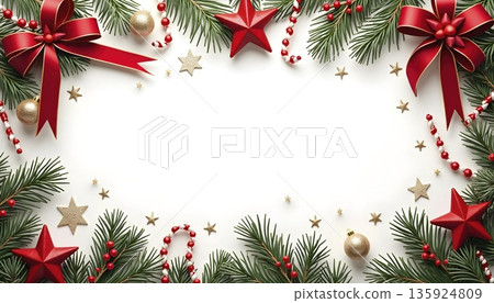 Festive Top View Holiday Decoration Elements 135924809