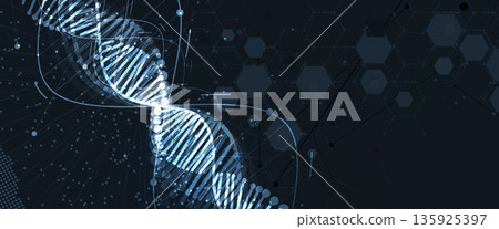 Futuristic genome, DNA strands, connected neural web, science wallpaper 135925397