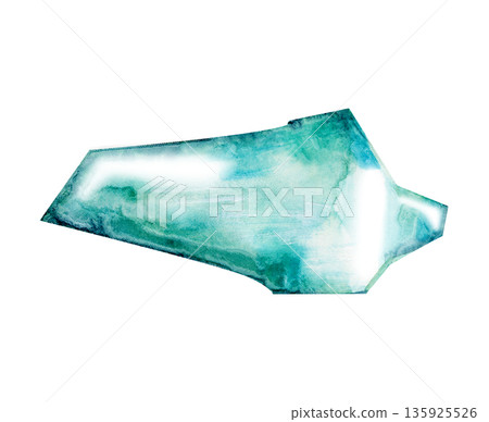 A geometric glass fragment on an isolated background. Watercolor illustration of a translucent green piece of glass. Realistic clipart for your design. A geometric glass fragment on an isolated background. Watercolor illustration of a translucent green piece of glass. Realistic clipart for your design. 135925526