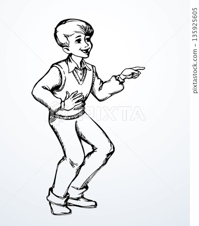 Vector illustration of a boy laughing at someone. 135925605