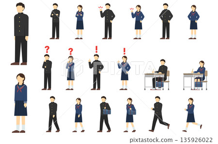 平面插畫：國中生套裝（冬季服飾） 135926022