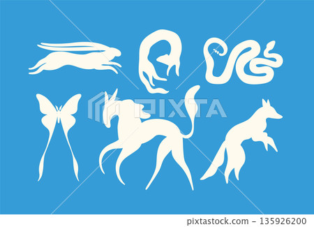 Animals set in modern art style light blue 135926200