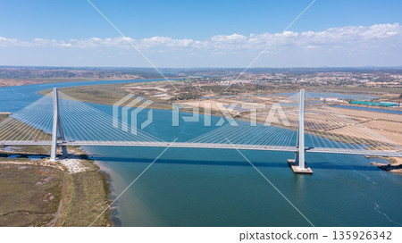 Guadiana International Bridge connects Vila Real Santo Antonio in Portugal and Ayamonte in Spain over the river Guadiana 135926342