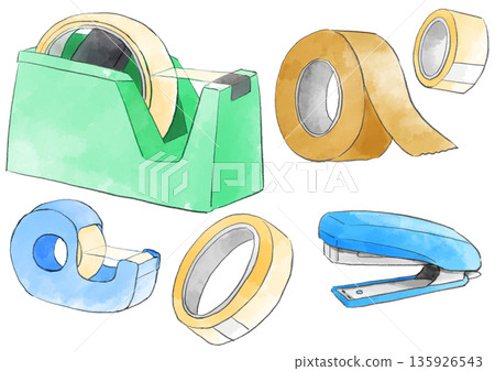 Tape illustration, hand-drawn, watercolor style Tape illustration, hand-drawn, watercolor style 135926543