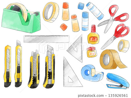 Craft stationery illustration, hand-drawn, watercolor style Craft stationery illustration, hand-drawn, watercolor style 135926561