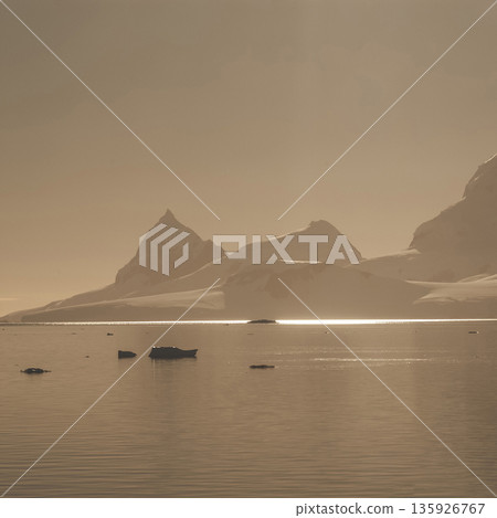 Antarctic mountains landscape , Near Port Lacroix, Antartica. 135926767