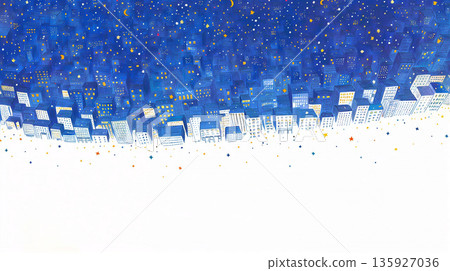 手繪星空和夜景插圖 手繪星空和夜景插圖 135927036