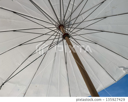 White Beach Umbrella Interior View 135927429