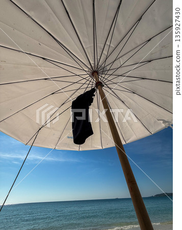 Beach Umbrella Interior With Sea View 135927430