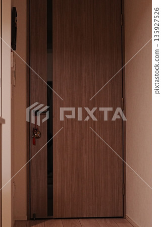 Wooden door at the entrance Wooden door at the entrance 135927526