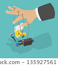 3D Isometric Flat Vector Illustration of Fake And Disinformation, Businessman Arm Manipulating Media 135927561