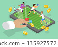 3D Isometric Flat Vector Illustration of Sports Betting, Gambling Games Popular Among People 135927572