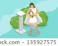 3D Isometric Flat Vector Illustration of Apollo, Greek God Of Music, Truth, Healing, Sun, Plague, And Poetry 135927575