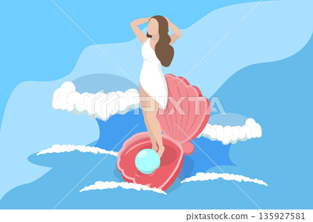 3D Isometric Flat Vector Illustration of Aphrodite, Greek Goddess Linking To Love, Beauty, Pleasure, Passion, And Procreation 3D Isometric Flat Vector Illustration of Aphrodite, Greek Goddess Linking To Love, Beauty, Pleasure, Passion, And Procreation 135927581