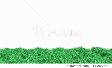 Lush Green Grass Field Background with Clean White Copy Space 3d render. Lush Green Grass Field Background with Clean White Copy Space 3d render. 135927838