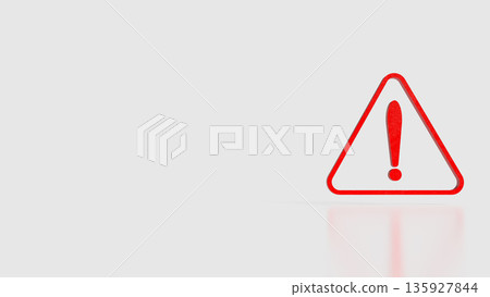 Red Warning Triangle Icon Representing Alert and Caution Concept 3d render. Red Warning Triangle Icon Representing Alert and Caution Concept 3d render. 135927844