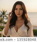 Beautiful Japanese woman with cleavage 135928048