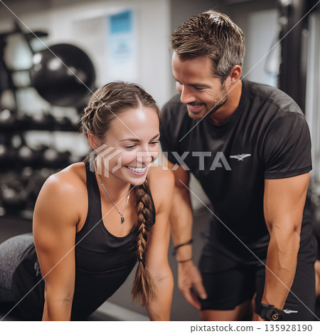 由健身房教練指導的私人訓練 135928190