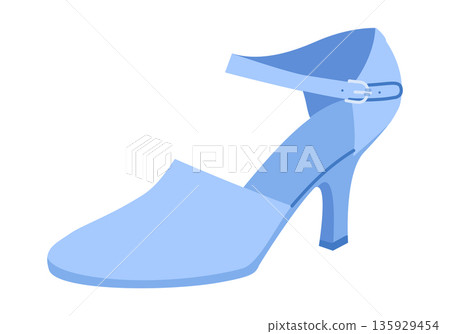 Closed toe sandal women blue heel flat. Covered front dress footwear for office, wedding, brunch, spring celebration.  135929454