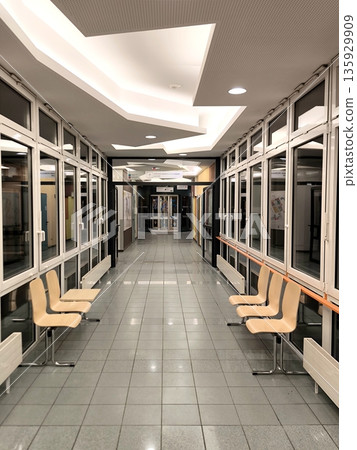 A bright modern corridor in a public building or clinic 135929909