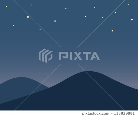 Night sky and mountain illustration Night sky and mountain illustration 135929991