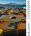 Caisson at Miho Coast and Mount Fuji in the distance 135930049