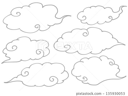 日式蓬鬆雲朵線條畫套裝(灰色) 日式蓬鬆雲朵線條畫套裝(灰色) 135930053