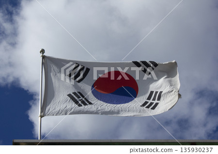 It is a Taegeukgi fluttering in the wind. 135930237